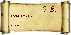 Toma Ervin névjegykártya